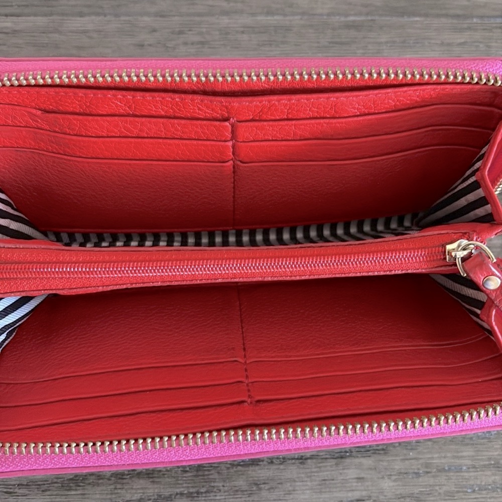 [Kate Spade] Two-Tone Zip-Around Long Colorblock Pink & Black Designer Wallet - Picture 9 of 12